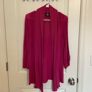 Babeau women’s pink open front rolled‎ sleeve lightweight knit cardigan sweater